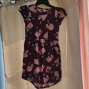 Girls LuLaRoe Purple Donald Print Dress